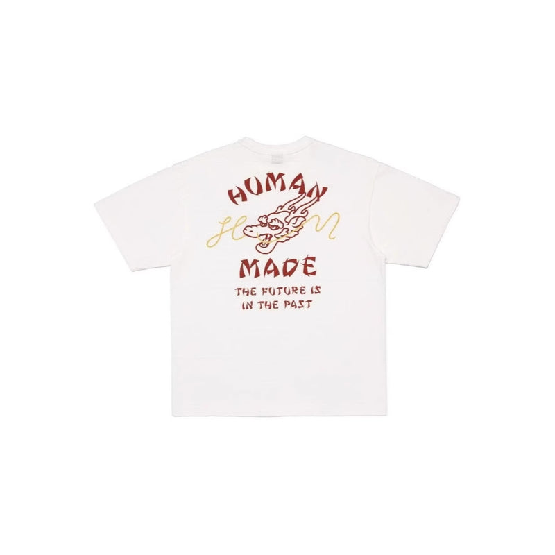 Men T-shirts Year of the Dragon pattern retro letter print short sleeve