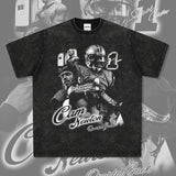 Mens Vintage baseball T-Shirt CamNewton rugby vintage print short sleeve loose t-shirt