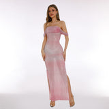 Women Dresses Sexy off-the-Shoulder Dress Long Dress Gauzy Package Hip Dress Skirt (Zns0409)