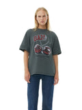 Pure cotton loose T-shirt with round neck and short sleeves