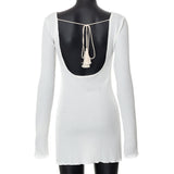 Women Dresses Fall Backless Dress (Bla0420)