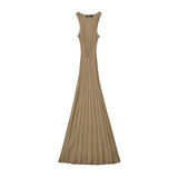 Women Dresses Summer round Neck Sleeveless Knitted Dress (Xds0414)