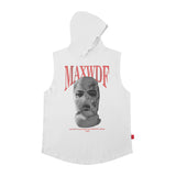 Men Vest Hooded Vest Retro Hip Hop Casual Sleeveless T-shirt Men and Women