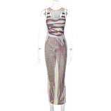 Women Dresses Summer Casual Printed U-Neck Sleeveless Slim Fit Dress