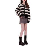 Women Knitwear Autumn and Winter round Neck Sweater Loose Knitted Cardigan