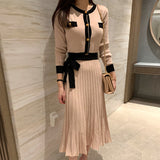 Women Maxi Dress Autumn and Winter round Neck Sweaters Dress
