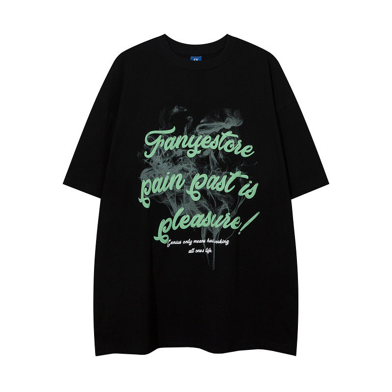 Men T Shirt Letter Foam Printed Couple Short Sleeve T-shirt Men and Women Oversize