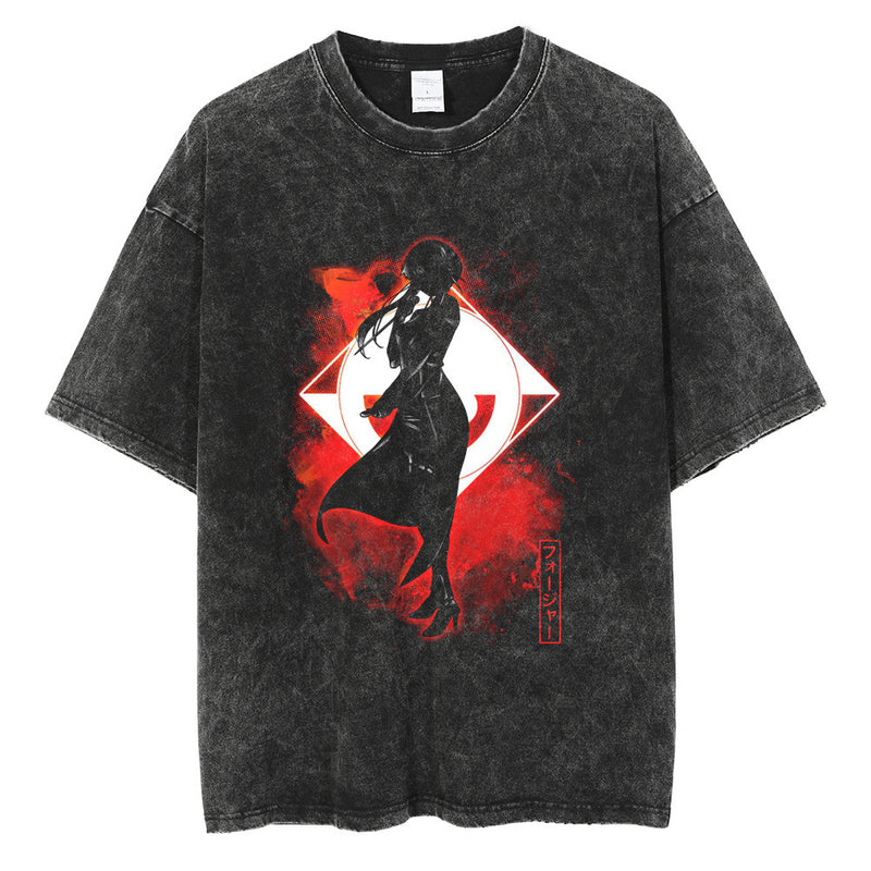 Washed Retro T-Shirt Street Spy X Play House, Casual Summer Short Sleeves