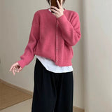Women Knitwear Autumn and Winter round Neck Sweater Female Loose Knitted Cardigan