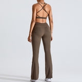 Women Yoga Set Suit Female V-neck Beauty Back Exercise