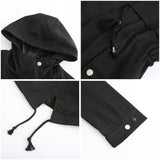 Women Trench Coat Mid-Length Hooded Jacket Long-Sleeved Raincoat