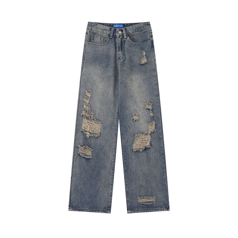 Men Jeans Straight Jeans Men's and Women's Hip Hop Denim Trousers