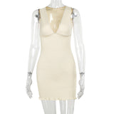 Women Tops Summer Slim-Fit Hip-Wrapped Short Dress Sexy V-neck Dress