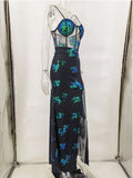 Women Evening Gown Sexy Green Sequins Dress Evening Dress