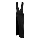 Women Dresses Sexy Pleated Long Dress (Bla0420)