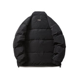 Unisex Winter Cotton Coat Patch Pocket Decorative Stand-up Collar down Jacket Retro Loose down Jacket