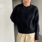 Women Winter Knitted Sweater round Neck Thick Sweater Autumn and Winter Loose-Fitting Long Sleeve Sweater 8t3120