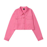 Women Jacket Multi-Pocket Workwear Jacket Loose Autumn Solid Color XINGX Coat