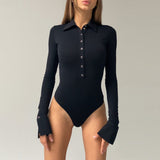 Women Jumpsuit Autumn Winter Sexy Button Lapel Long Sleeve Jumpsuit
