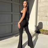 Women Jumpsuit Spring Sexy U Collar Backless Suspender Jumpsuit (Hawthaw0412)