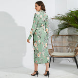 Women Date Dress Autumn and Winter Leisure Blouse Collar Dress Long Dress