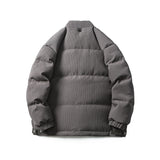 Unisex Winter Cotton Coat Stand-up Collar down Jacket Vintage Pocket Decorative down Jacket