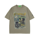 Men T Shirt Vintage Angel Print Short Sleeve T-shirt