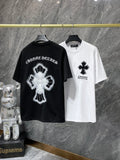 Chh Chrome Hearts T Shirts Embroidered Sanskrit Alphabet Cross Sports Loose Short Sleeve T-Shirt