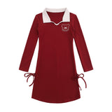 Women Dresses Polo Collar Long Sleeve Dress