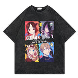 Washed retro T-shirt street print graphic casual cotton summer short sleeves