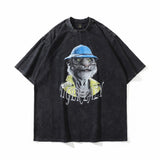 Summer washed old t-shirt printed short-sleeved men's t-shirt