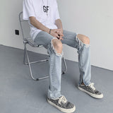 Men Jeans Ripped Jeans Men's Summer Loose Straight Wide Leg Pants
