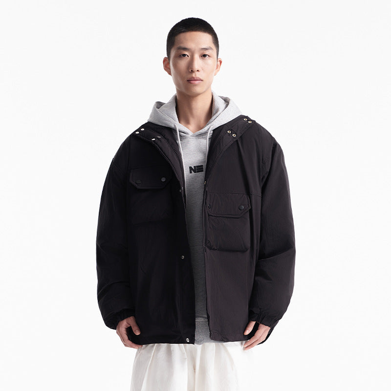 Unisex Winter Cotton Coat Winter Three-Dimensional Multi-Pocket Stand-up Collar Cotton-Padded Clothes