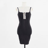 Women Dresses Summer Green Square Collar V-neck Sleeveless Vest Skirt Skirt
