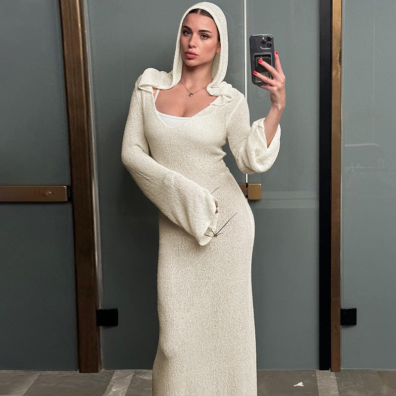 Women Dresses Fall/Winter Slim Hooded Long Sleeve Dress