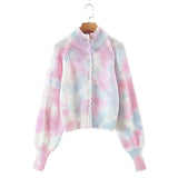Women Sweater Knit Women's Gradient Zipper Sweaters Cardigan Loose