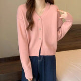 Women Knitwear Spring and Autumn Hollow Loose V-neck Knitted Cardigan Coat