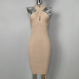 Women Dresses Hollow out Sleeveless Knitted Dress Sexy