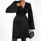 Women Dress Sexy V-neck Flare Sleeve Dress