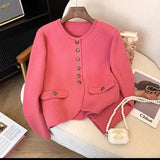 Women Knitted Cardigan Autumn Winter Red Chanel Coat Women's Knitwear Loose Cardigan