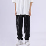 Men Jeans Washed Distressed Baggy Straight Trousers Tie-Dye Gradient Denim Trousers
