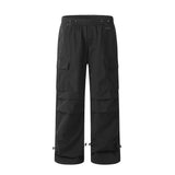 Men Sweatpants Multi-Pocket Cargo Pants Boys Loose Pleated Casual Straight Pants