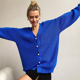 Ladies Leisure Knitwear Loose Knitted Sweater Women Casual Solid Color Autumn and Winter Cardigan