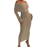 Beach Sweater Dress Autumn Sexy Backless Slim Fit Long Dress