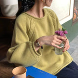 Women Knitted Pullover Casual Knitted Sweater Autumn and Winter Loose Soft Cover