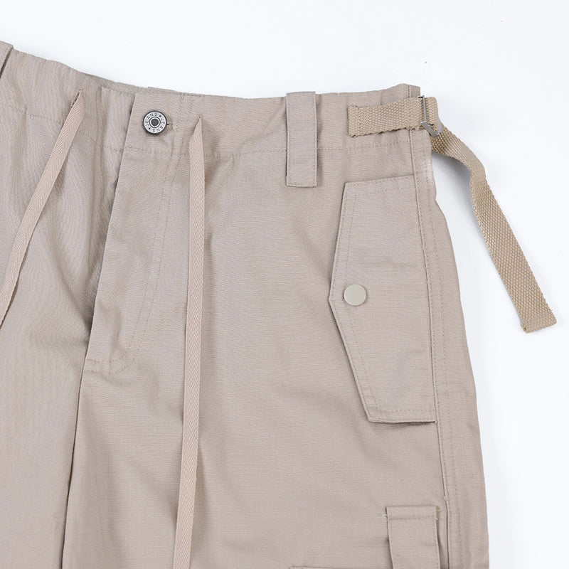 Men Sweatpants Casual Straight Trousers Loose Cargo Pleated Drawstring Ankle Banded Pants