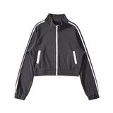 Women Jacket Black Baseball Uniform for Women Baggy Coat