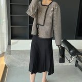 Women Cardigan Sweater Zebra Striped Coat Autumn Square Collar Top 2t375