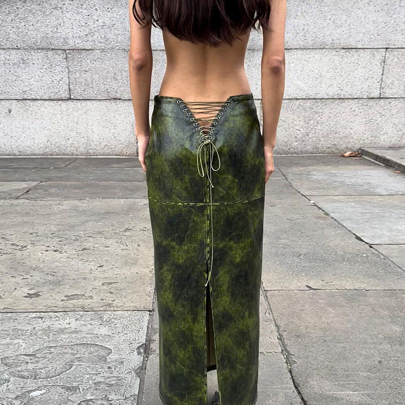 Women Dresses Sexy Cutout Pu Skirt