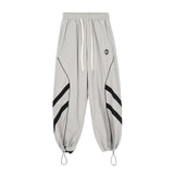 Men Sweatpants Straight-Leg Trousers Men's Tooling Elastic Waist Wide Leg Pants Drawstring Jogger Pants